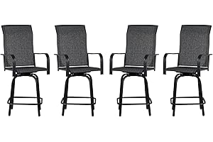JMGJOY Outdoor Swivel Bar Stools Set of 4, 26.6" Counter Height Patio Bar Chairs with Metal Frame & Textilene Fabric, for Patio, Deck, Garden, Gray