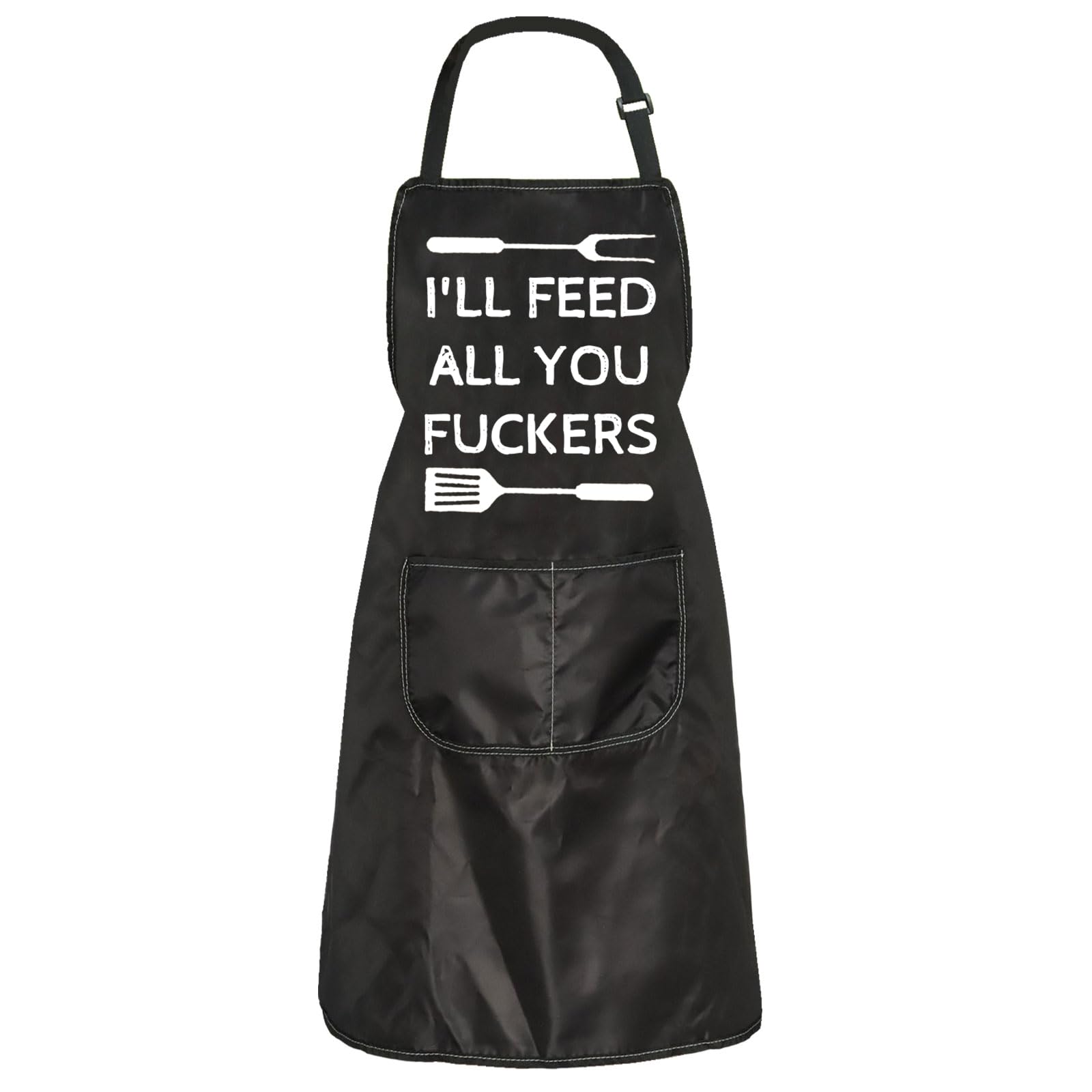 BBQ Grill Bib Apron I’ll Feed All You Fuckers Apron Cooking Baking Lover Gift Grilling Apron With Pocket (Fuckers apron)