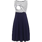 Smallshow Women's Sleeveless Nursing Dresses Patchwork Maternity Breastfeeding Dress