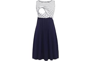 Smallshow Women's Sleeveless Nursing Dresses Patchwork Maternity Breastfeeding Dress