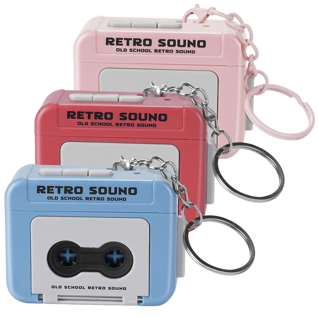 Photo 1 of 3PCS Retro Mini Tape Recorder Keychain: 3-in-1 Microcassette Player | Tape Recorder | CD Keychain with Music - Portable Micro Cassette Players & Recorders - Group Gift for Backpack Handbag