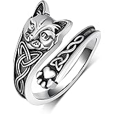 TYSO Cat Spoon Ring 925 Sterling Silver Cat Ring Celtic Knot Adjustable Thumb Rings Jewelry Gifts for Women Mom Wife