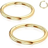 WYR Titanium Nose Rings Hoops: 2Pcs 20G 18G 16G Septum Clicker Cartilage Helix Daith Earring 6mm to 12mm Conch Piercing Jewelry Black Silver Gold