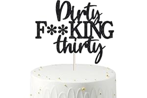 VEEGOOD Dirty Thirty Birthday Cake Toppers-Black Double Sided Glitter, Dirty Thirty Cake Topper, 30 cake topper, 30th birthday decorations,30th Birthday Cake Topper, 30 Decorations for Cake
