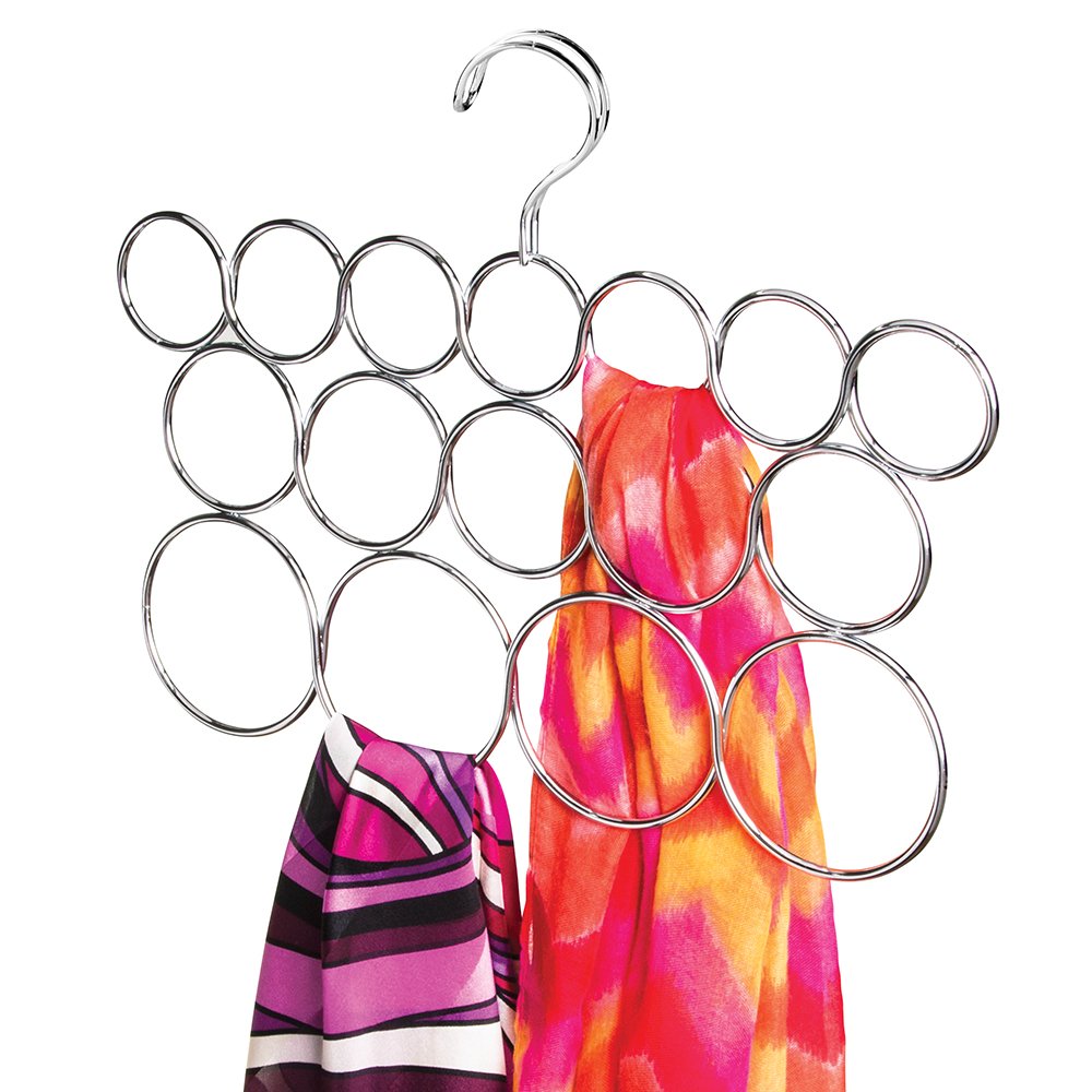 mDesign Scarf Holder 16 Loop Shawl and Scarf Organiser Wardrobe