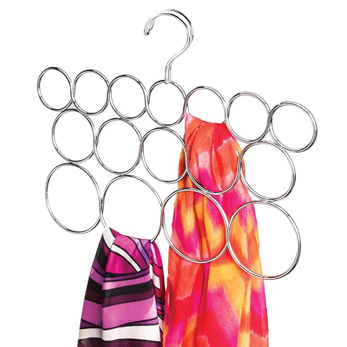 mDesign Scarf Holder 16 Loop Shawl and Scarf Organiser Wardrobe