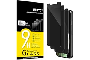 NEW'C 3 Pack Privacy Screen Protector for iPhone 11 Pro Max, iPhone XS Max (6.7"), Balanced 35-Degree Privacy Angle with Eye Protection, Ultra Durable 9H Hardness, Bubble-Free