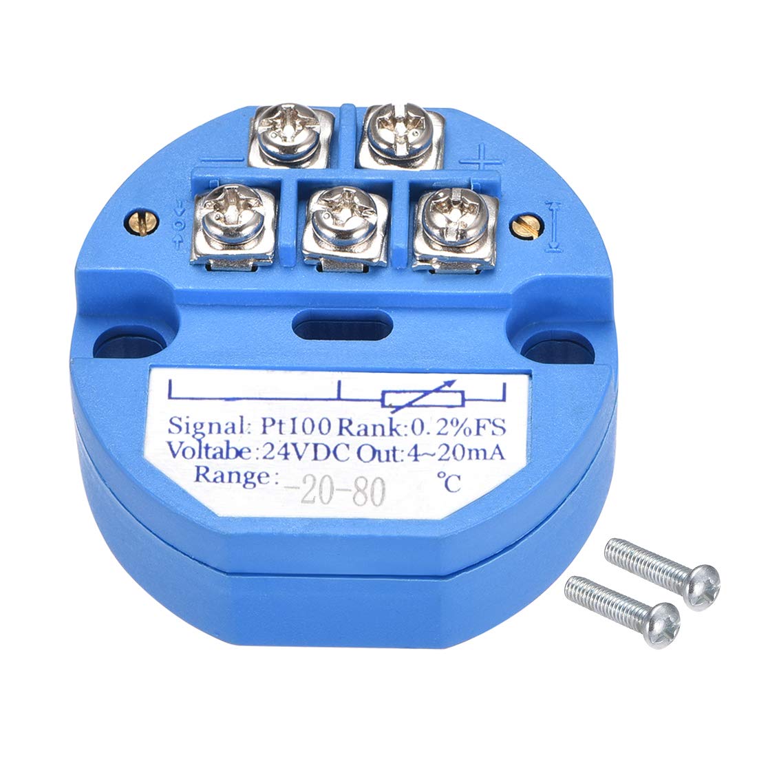 sourcingmap PT100 Temperature Sensor Transmitter 24V DC 4-20mA -20℃ to 80℃