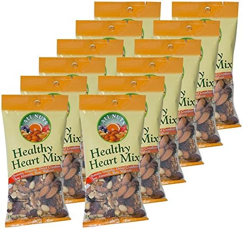 All Nuts 12 Pack Healthy Heart Trail Mix with Nuts Granola 5.5oz Bags