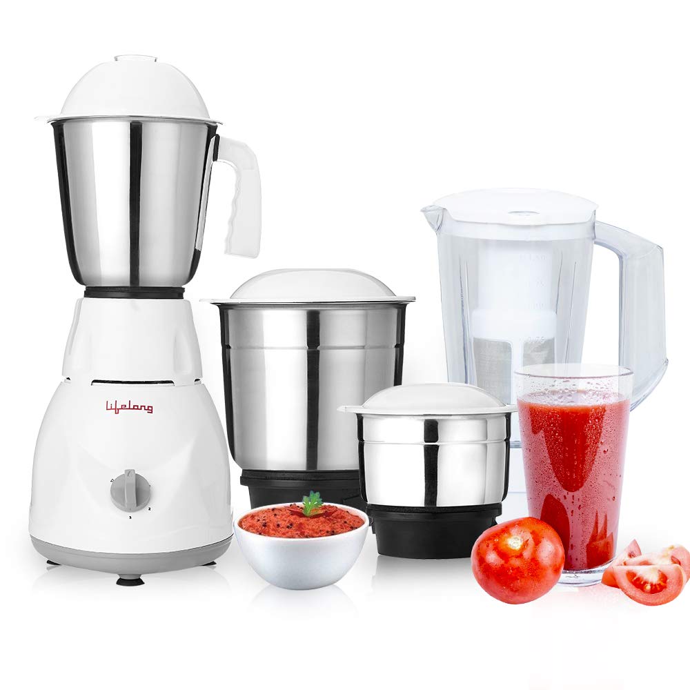 Mixer Grinder 500 Watt with 3 Stainless Steel Jar + 1 Juicer Jar – Lifelong