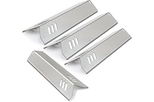 Plowo Stainless Steel Heat Plate Shield Gas Replacement for Dyna-Glo DGF510SBP, Backyard BY13-101-001-13, Uniflame GBC1059WB, BHG Grill Models, 4-Pack BBQ Burner Covers Flame Tamer, 15” x 3 13/16”