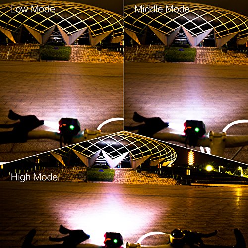 S SUNINESS Bike Lamp Set, Super Bright 5000 Lumens 4 Modes Rechargeable Waterproof Durable Bicycle Front LED light and Free Taillight with Battery Pack for Road Cycling Safety Flashlight(Red-2LED) - Thumbnail 5