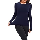 Tfovorlein Womens Long Sleeve Thermal Tops Ladies Fleece Lined Baselayer Undershirt for Winter Cold Weather with Thumb Holes