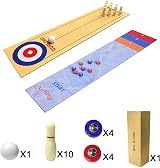 RAYNA GAMES 3 in 1 Tabletop Shuffleboard Bowling Curling Set 8 P rollers view 3
