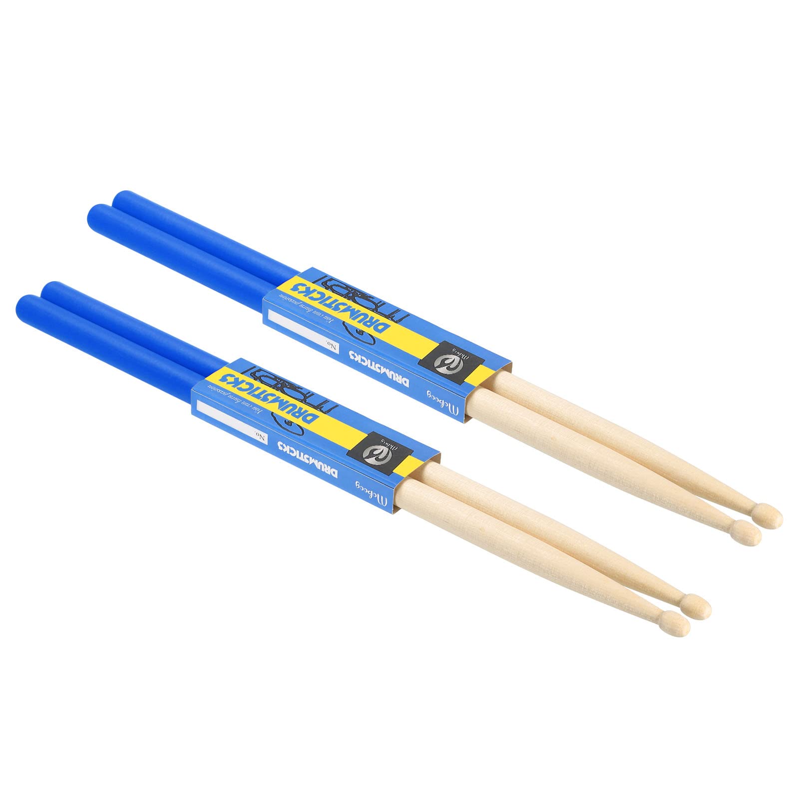 PATIKIL Maple Wood Drumstick Anti Slip Handle Grips Drum Stick Wrap 5A Blue 2 Pair for Drumming Musical Instrument Percussion