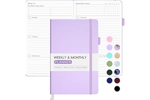 Undated Weekly Planner for 2025, Forvencer Simplified Weekly & Monthly Calendar Planner, Cute Daily Organizer Notebook, Agenda Journal to Track Goals & Tasks, Start Anytime, A5 Size, Lilac