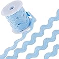 GORGECRAFT 1.34 Inch Rick Rack Trim for Sewing 10 Yards Jumbo RIC Rac Ribbon Christmas Rickrack Sky Blue Wave Bending Fringe Trim Woven Braided Fabric Lace Zig Zag Trim for DIY Crafts Wedding