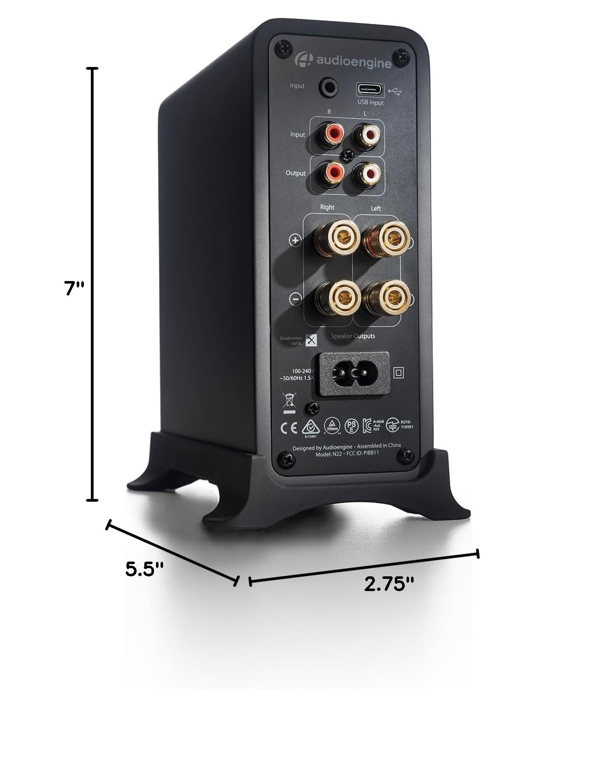 Audioengine N22 100W Mini Desktop Home Stereo Power Amplifier Amp with Bluetooth AptX