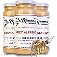Yo Mama’s Foods Gourmet Keto Spicy Alfredo Pasta Sauce | (3) 16 Ounce Glass Bottles | Our Spicy Sauce is Low Carb, Paleo, Gluten Free, Low Calorie and is Made with only the Freshest Ingredients!