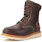 SUREWAY Men's 8" Waterproof Steel-Toe Logger Work Boot,Superior Oil/Slip Resistant,Thicker Full Grain Leather,Wedge Rubber Sole,EH Rated