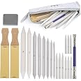 24-Piece Blending Stumps & Tortillions Set – Drawing Blenders With Sandpaper Sharpener & Eraser For Artists