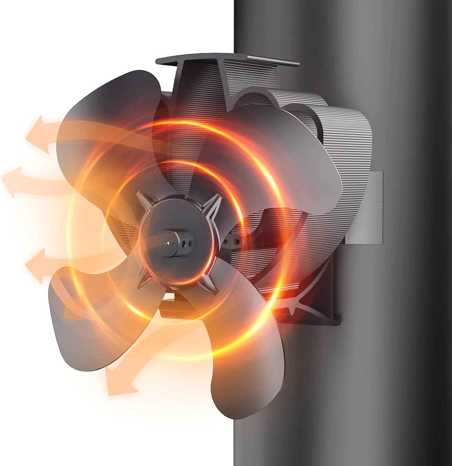 Drcokars Stove Fan, Log Burner Fan, Magnetic Chimney Fan Silent, 4 Blade Heat Powered Wood Burner Fans for Wood, Fireplace, Log Burners, Eco-Friendly, Efficient Heat Distribution (HL-600A)