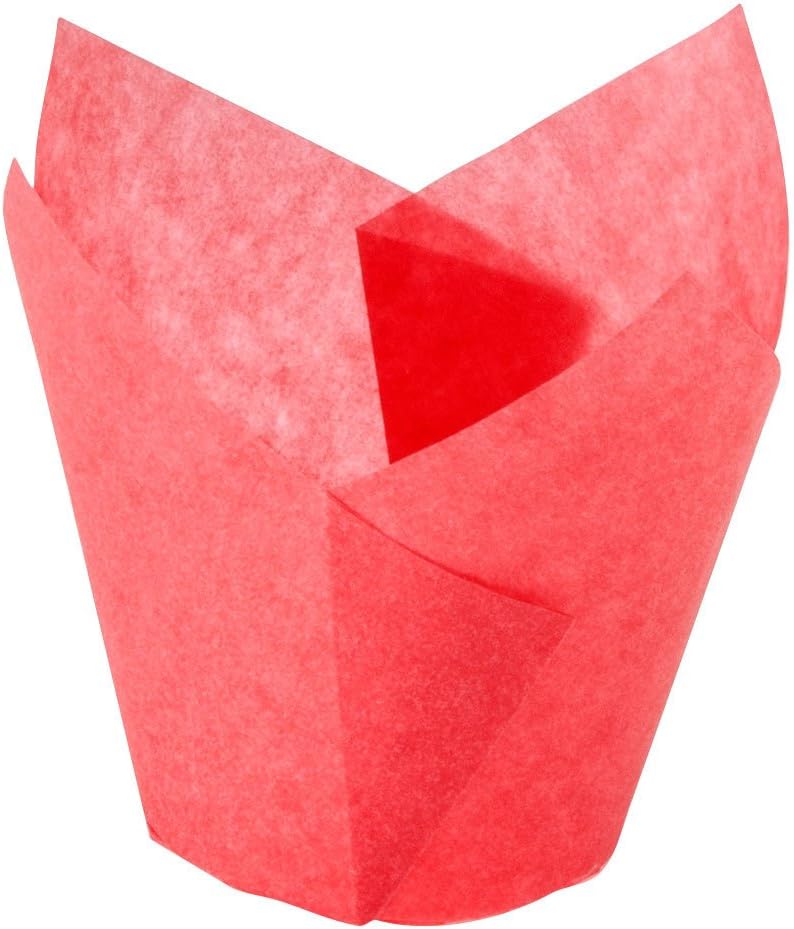 Hoffmaster 611102 2" x 3 1/2" Red Tulip Baking Cups - 250/Pack