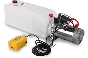 LFGUD Hydraulic Pump 8 Quart 2 Gallon Hydraulic Power Unit 12V DC Single Acting Dump Trailer Pump with Plastic Reservoir for Dump Trailer Car Lifting