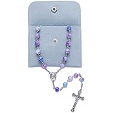 YQZIYOU Rosary Beads Catholic for Women - Confirmation Gifts for Teenage Girl, Ocean Pattern Rosary Beads, Solid Colored Simple Style Button Bag, Exquisite Gifts for Women