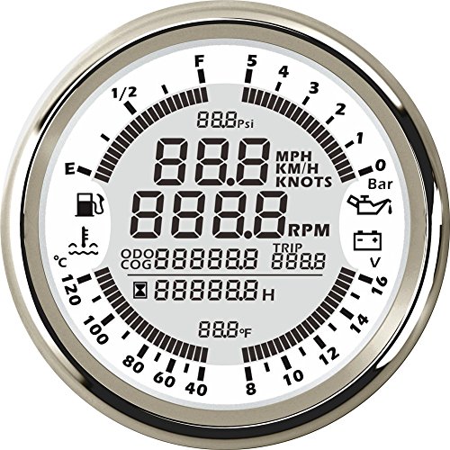 Samdo 6 in 1 Multi-functional GPS Speedometer Tachometer Hour Water Temp Fuel Level Oil Pressure Gauge 7 Backlight