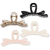 ACO-UINT 4 Pack Large Hair Claw Clips for Women, Thick Hair Non-Slip Claw Clips with Bow, Perfect for Wash Days, Office, Party & Yoga