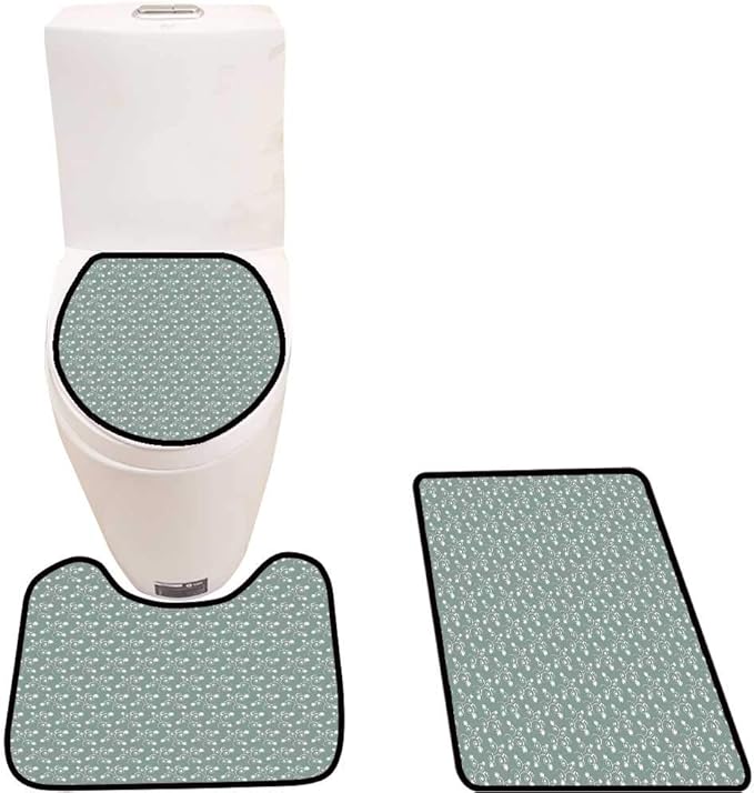 Juego de 3 Alfombrillas de Contorno Grande con Bordes de Rosa