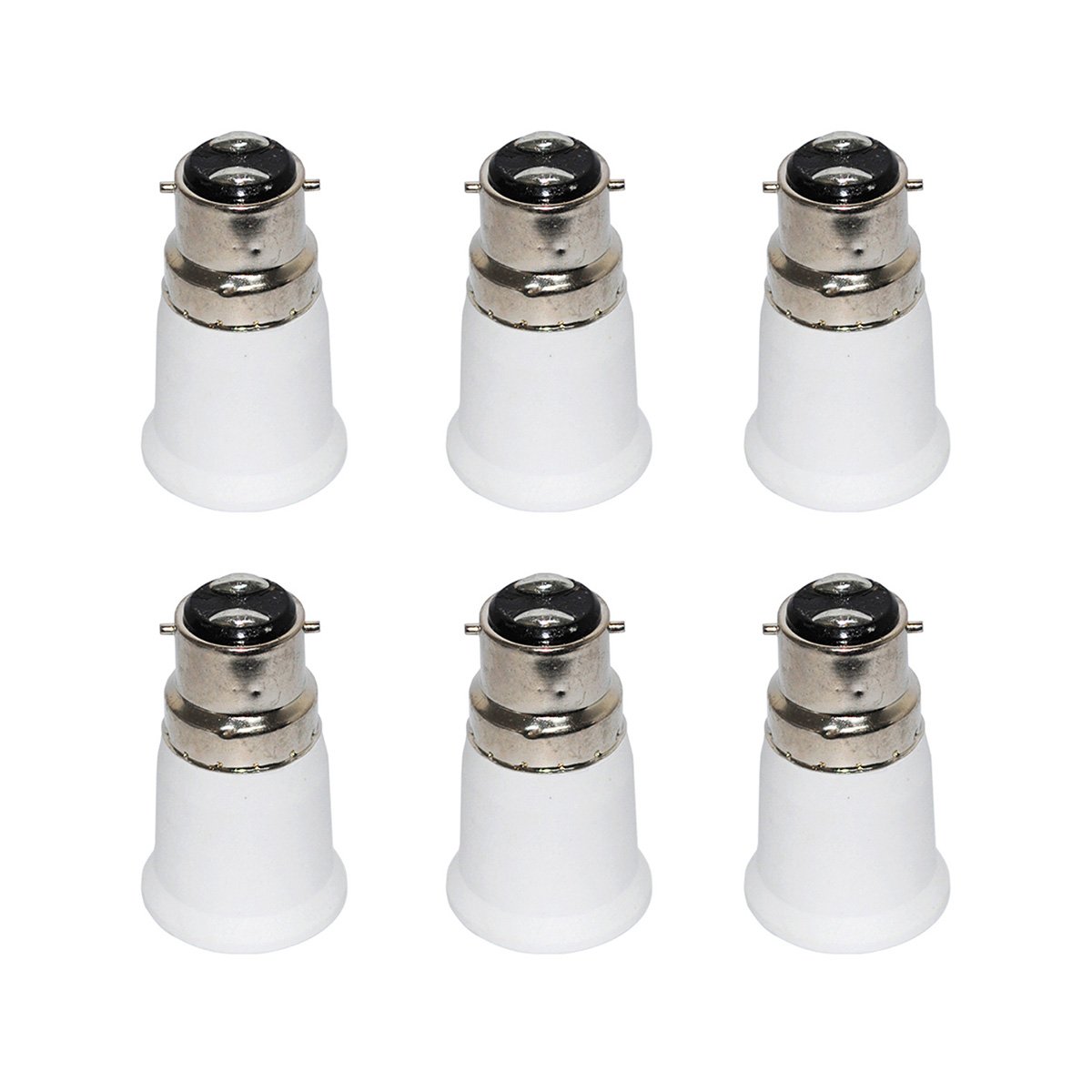 B22 to E27 Adapter,FINELED Bayonet B22 to Edison 27 Base Lamp Holder Converter (6-PACK)