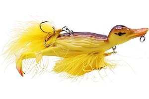 CREEYA 1piece 3D Duck Topwater Fishing Lure Yellow Duckling Floating Artificial Bait Plopping and Splashing Feet Hard Fishing Tackle Geer 12cm 28g