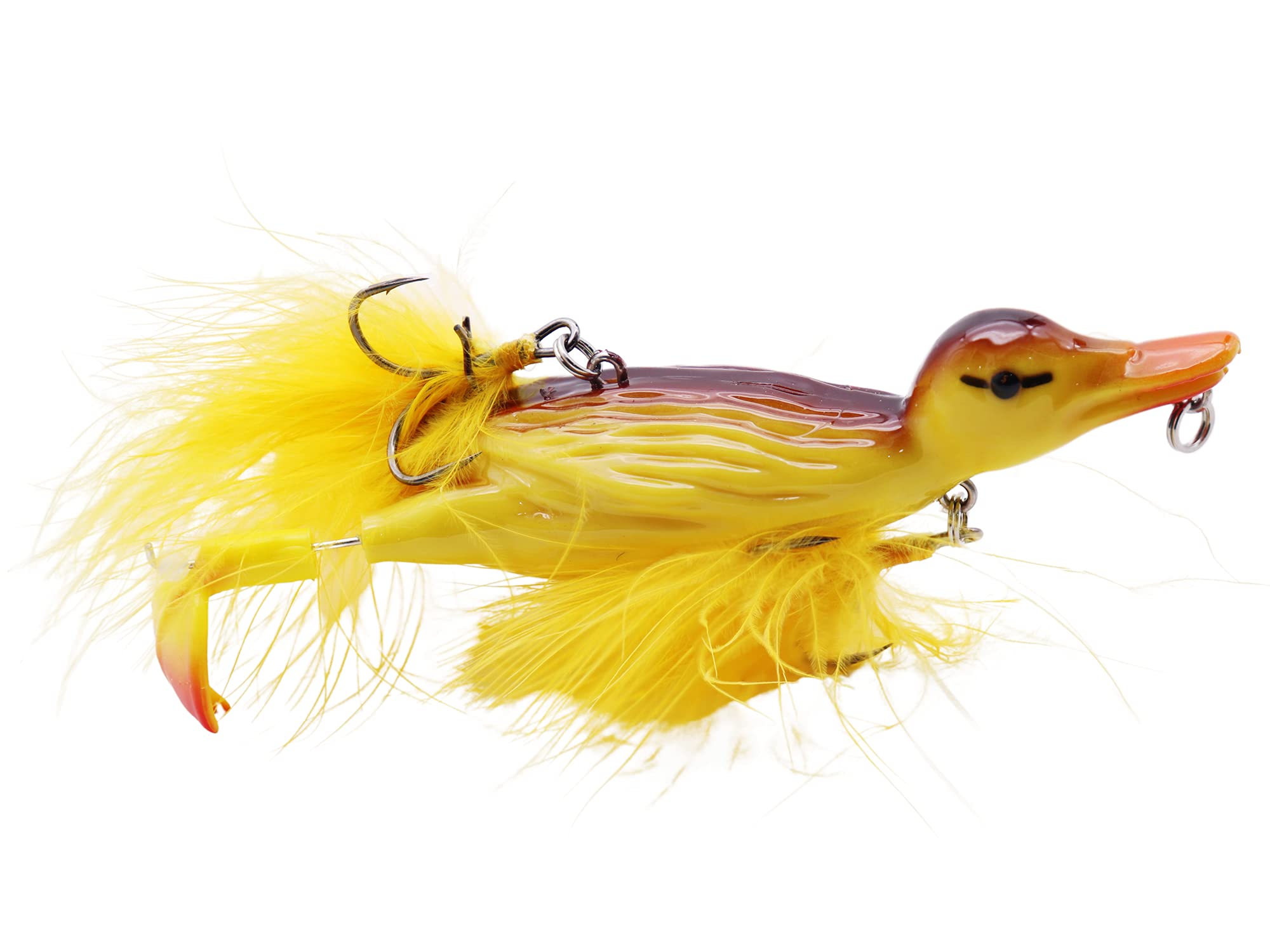 1piece 3D Duck Topwater Fishing Lure Yellow Duckling Floating Artificial Bait Plopping and Splashing Feet Hard Fishing Tackle Geer 12cm 28g