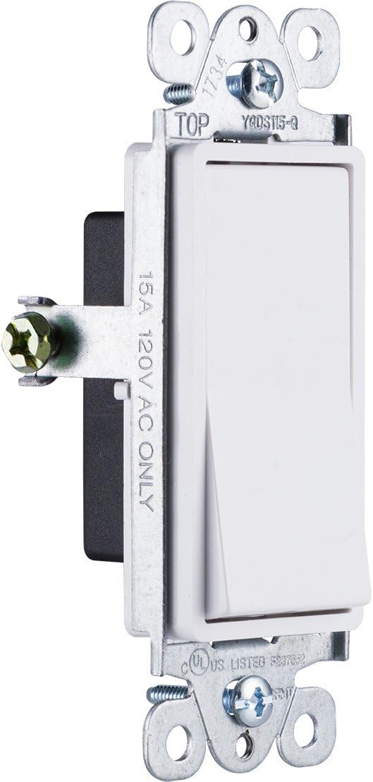 GE Grounding Paddle Rocker Switch, Single Pole, In Wall On/Off Power Switch Replacement for Ceiling Fans & Lights, 15 Amp, Great for Home, Office & Kitchen, UL Listed, White, 50726 - Wall Light Switches - 