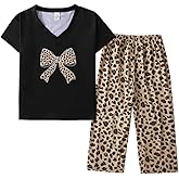 YIJIU Women's Short Sleeve Tops and Capri Pants Cute Cartoon Print Pajama Sets