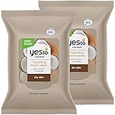 Yes To Face Wipes for Women and Men, Restoring Facial Cleansing Wipes for Use as a Make Up Remover, Cleaning, Soothing, Coconut (Pack of 3)