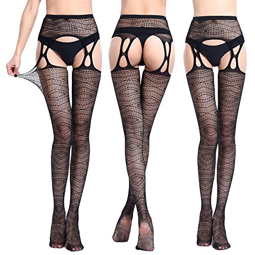 Lady Up 6 Pairs Pantyhose Garter Belts Tights Lace Flowery Stockings for Sexy Women Thigh High Hosiery (Collection 3)