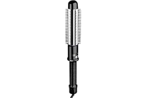 Conair Instant Heat Curling Iron Brush, 1 1/4-Inch Barrel Curling Brush for Short Hair, 30-Second Heat-Up with 25 Heat Settings for All Hair Types, Black