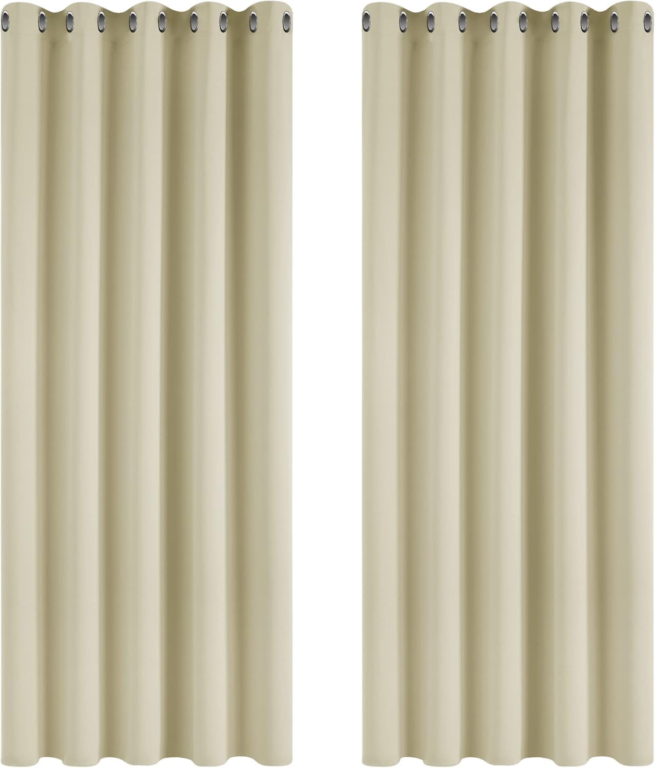 Deconovo Window Treatment Super Soft Room Darkening Curtains Thermal Insulated Eyelet Curtains for Kids 66 x 90 Inch Beige 2 Panels