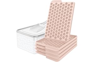 Oillase Mini Ice Cube Trays, Small Tiny Round Pebble Crushed Nugget Ice Trays for Freezer with Lid - Chilling Drinks Coffee J