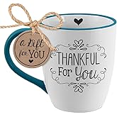 Lighthouse Christian Products Thankful For You Teal Trim 20 ounce Ceramic Coffee Mug
