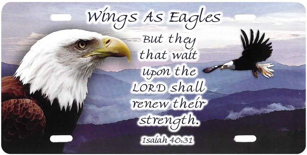 Harbor House Wings as Eagles Inspirational 12 x 6 Inch Plastic License Plate