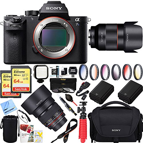Sony-a7S-II-Full-frame-Mirrorless-Interchangeable-Lens-424MP-Camera-Body-Only-50mm-85mm-f14-Dual-Rokinon-Prime-Lens-Bundle