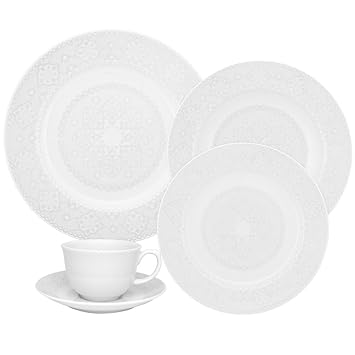 Oxford Flamingo Dress 30 Piece Porcelain Dinnerware Set, White
