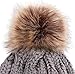 Simplicity Slouchy Beanies Women Hat Winter Hat Hand Knit Faux Fur Pompoms Beanie for Women Grey