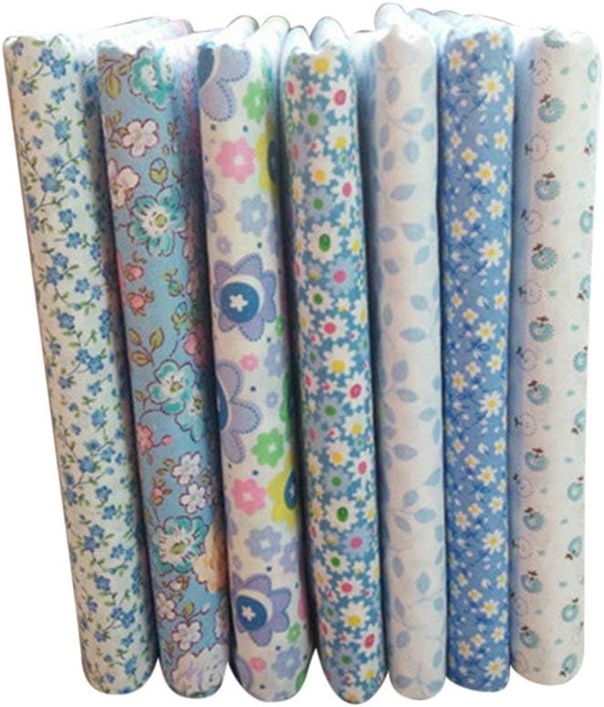 collectsound 7Pc Square Cotton Fabrics Quilting Polka Dot Floral Lattice Cloth Arts Craft Sewing Scrapbooking Handmade DIY Accessory 72#