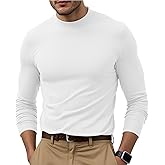RQP Mens Mock Turtleneck Long Sleeve Lightweight Basic Solid Undershirt Stretch Slim Fit Sweaters