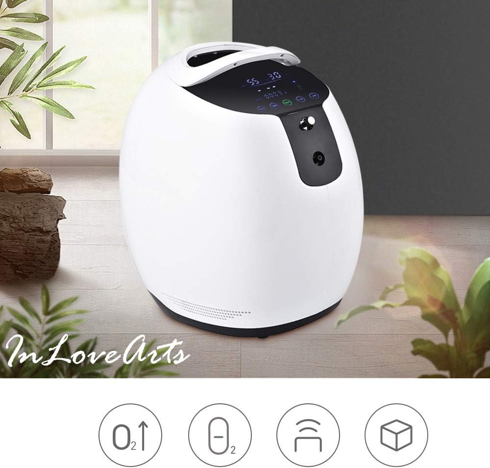 InLoveArts Oxygen Concentrator 1-7L/min Adjustable 93% High Purity Oxygen Machine for Personal Care with Remote Control